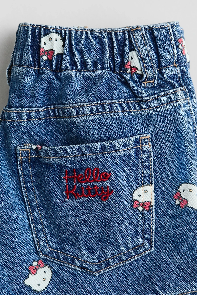 Short en denim imprimé