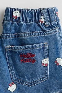 Short en denim imprimé