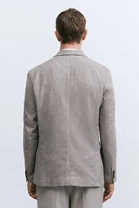 Veste croisée décontractée en lin mélangé
