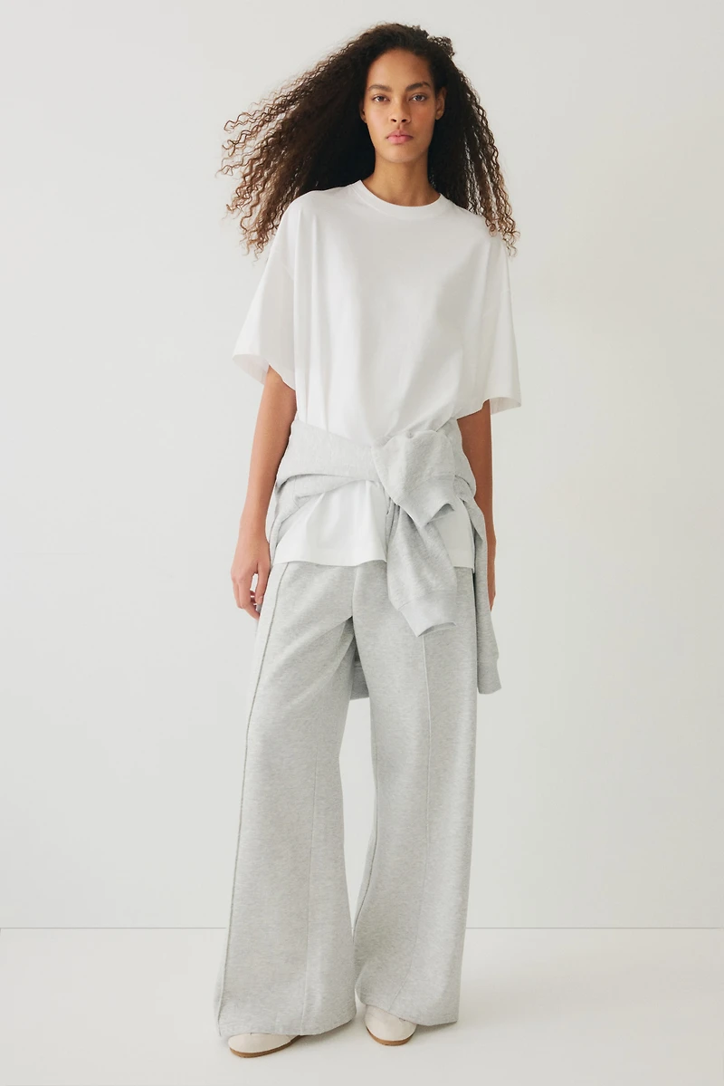 Wide-Leg Crease-Front Sweatpants