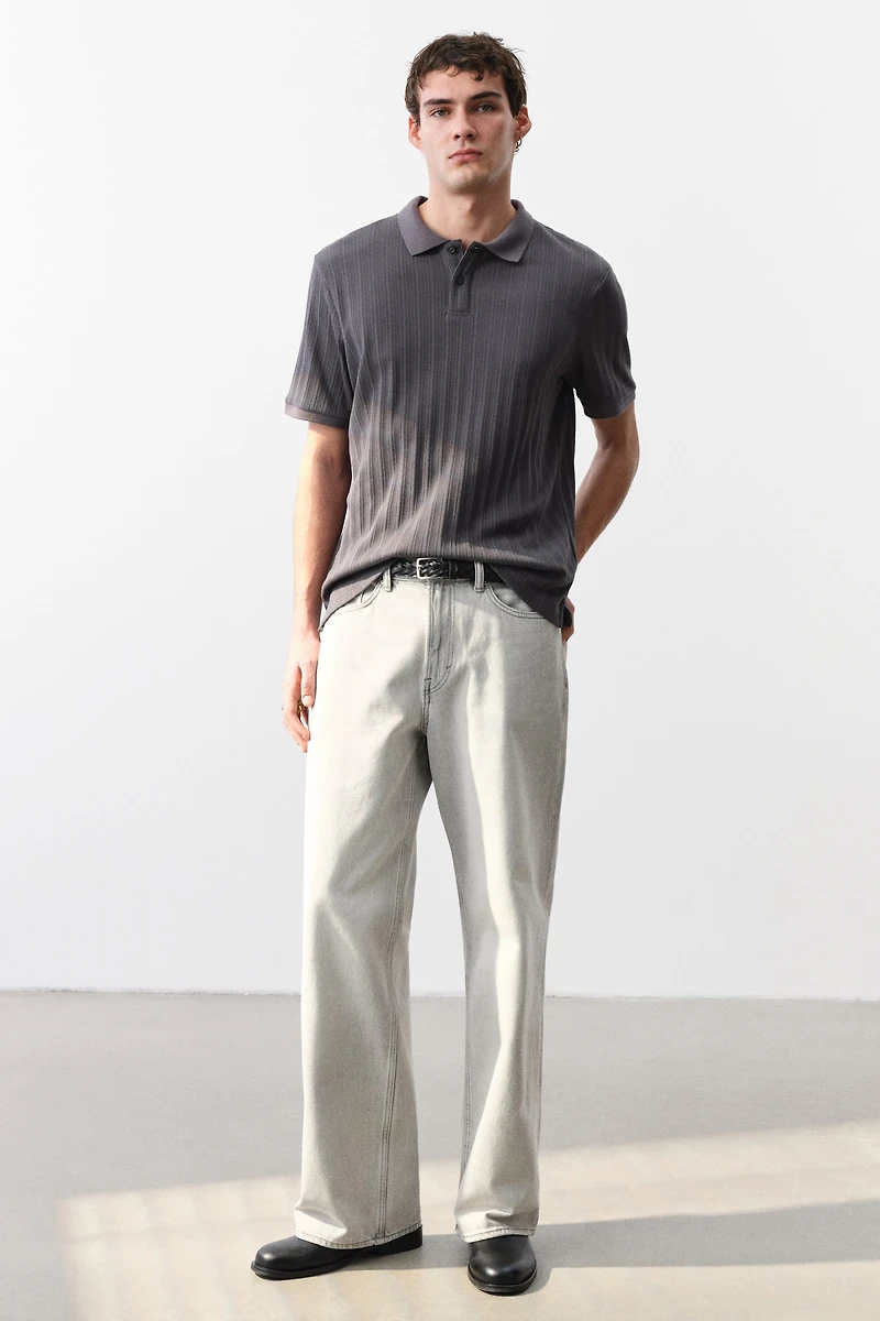 Slim-Fit Textured Jersey Polo Shirt