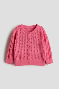 Pattern-knit Cotton Cardigan