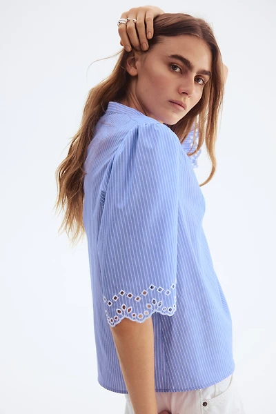 Eyelet-Embroidered Cotton Blouse