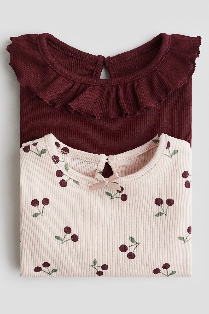 Lot de 2 hauts en jersey côtelé