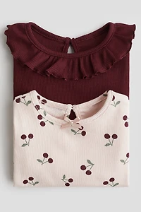 Lot de 2 hauts en jersey côtelé