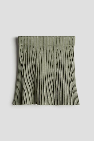 Rib-knit A-line Skirt