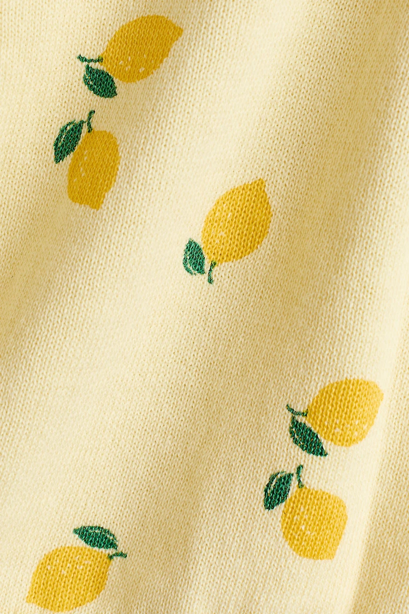 Fine-Knit Printed Cardigan