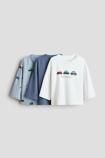 3-Pack Long-Sleeved Cotton T-Shirts