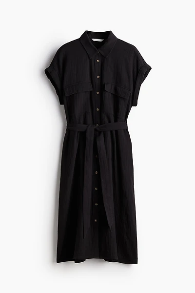 Robe chemisier avec ceinture à nouer