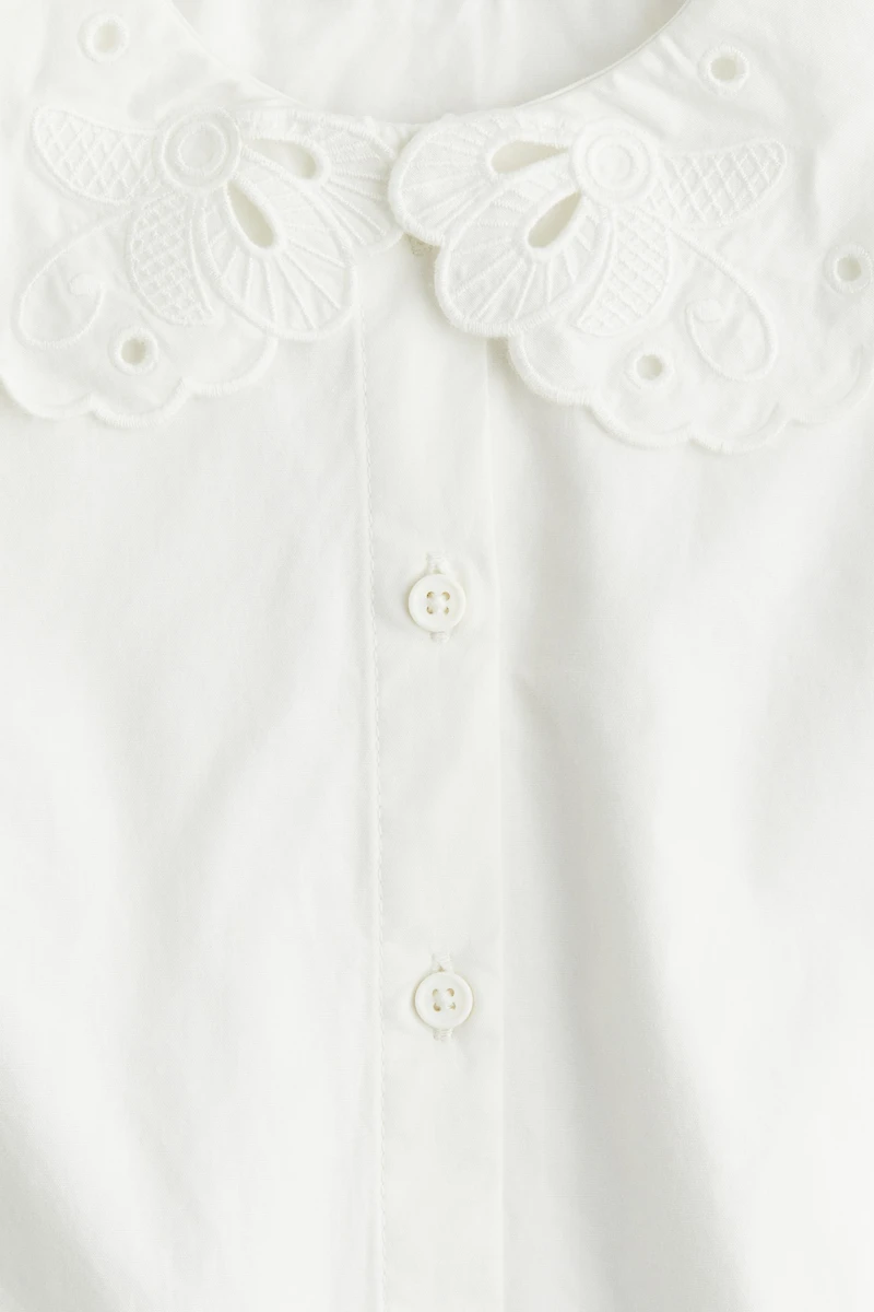 Embroidered Blouse with Peter Pan Collar