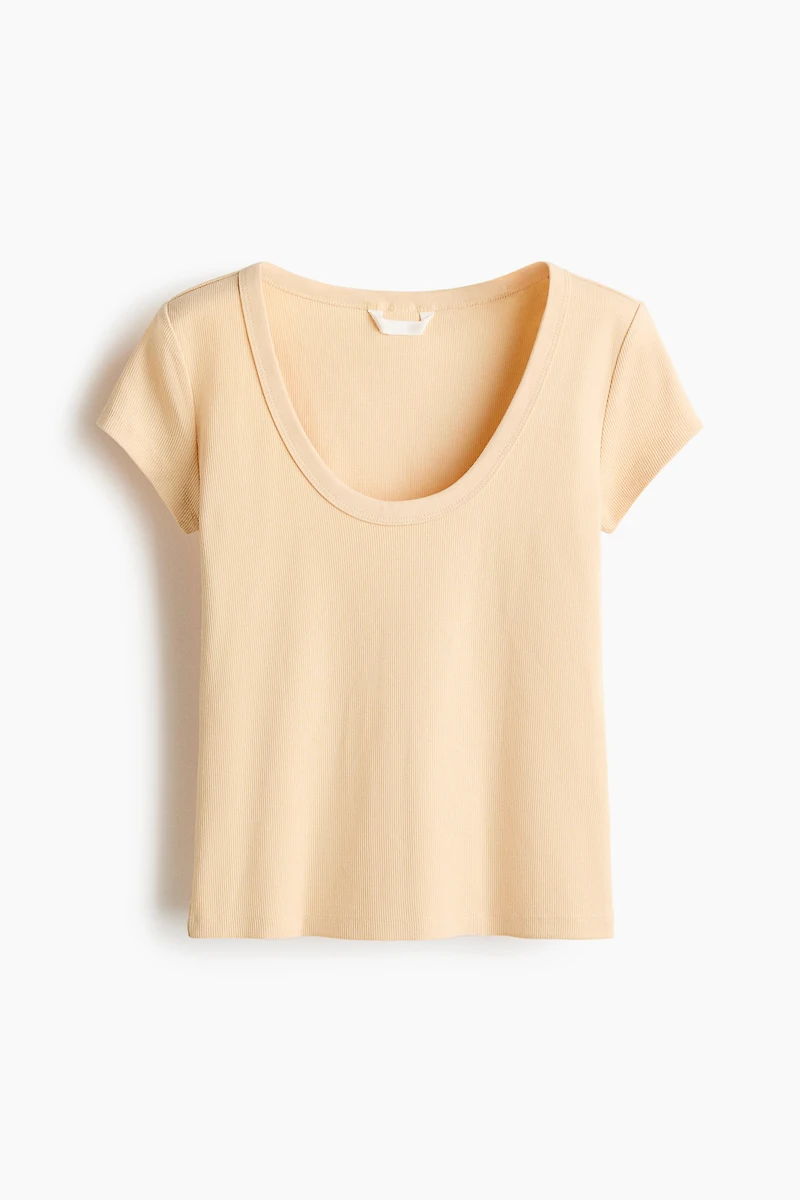 Ribbed Scoop-Neck T-Shirt