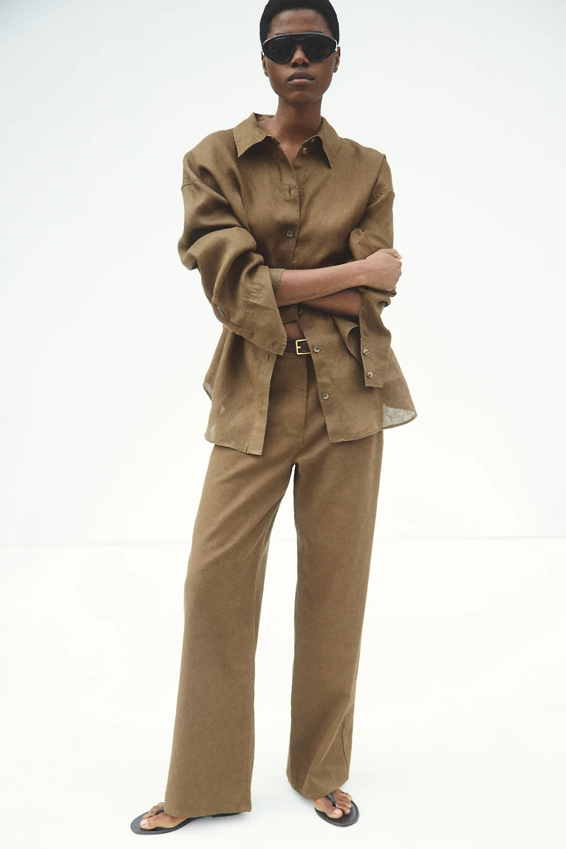Linen-Blend Pants