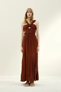 Draped Plissé Dress