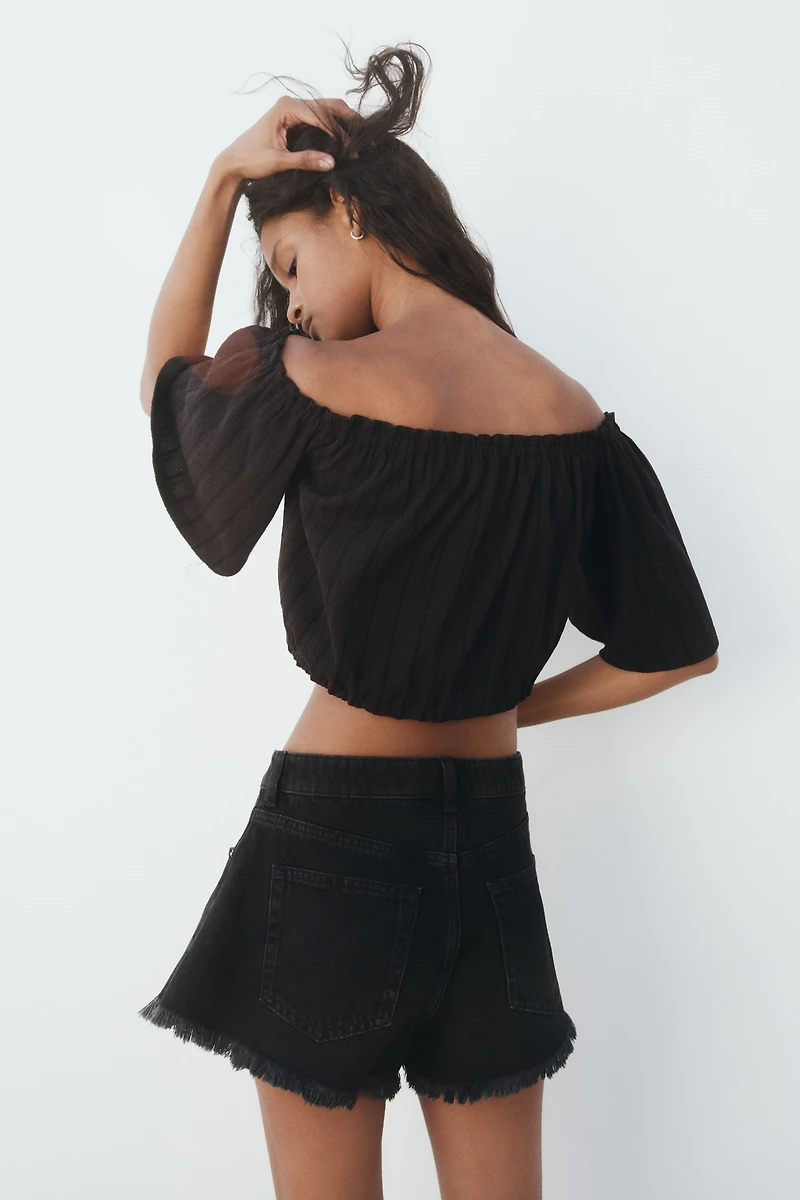 Crinkled Off-the-Shoulder Top