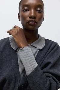 Rib-Knit Polo Sweater