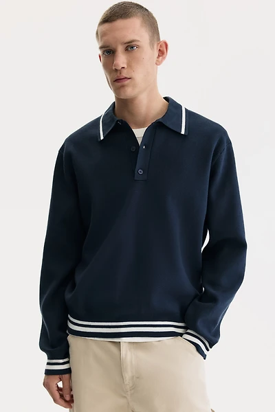 Loose Fit Fine-knit polo shirt