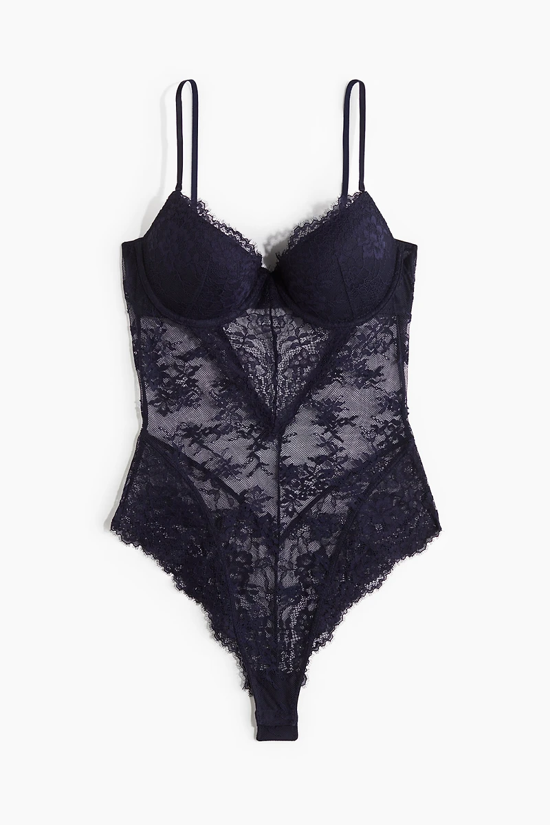 Maillot à brassière remontante en dentelle