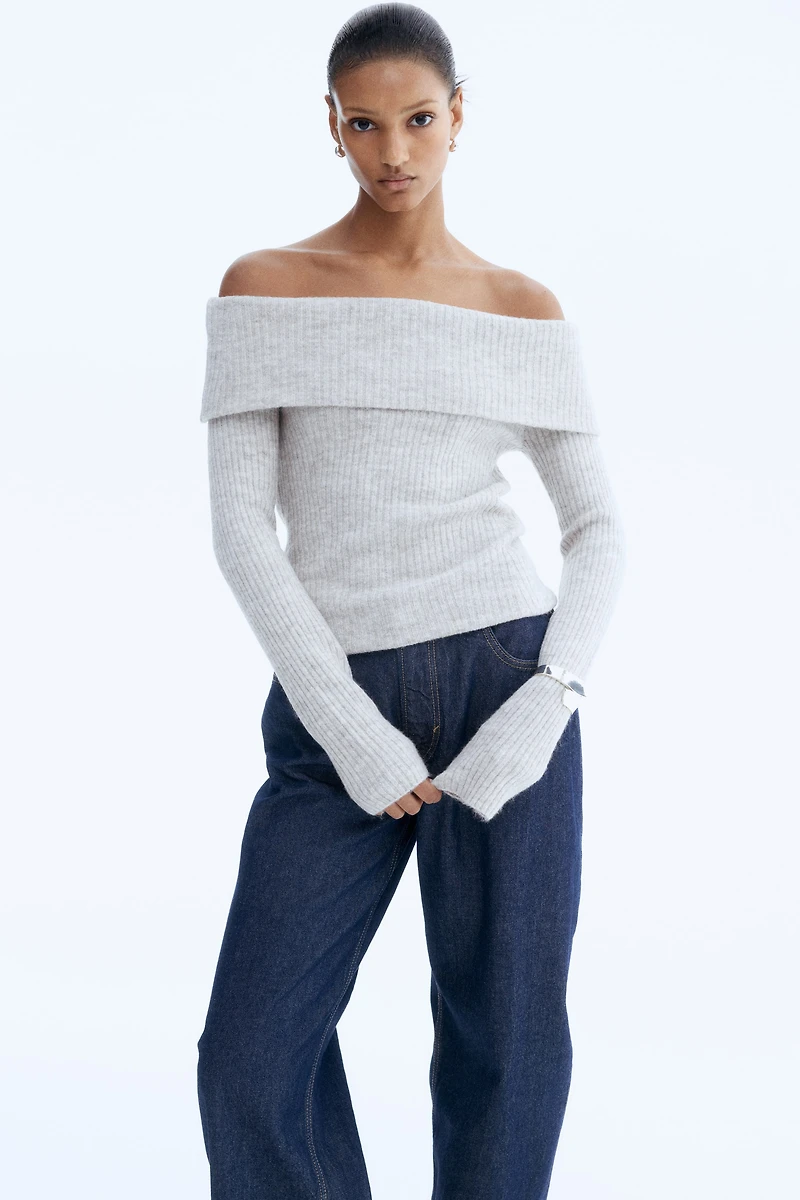 Rib-Knit Off-the-Shoulder Top