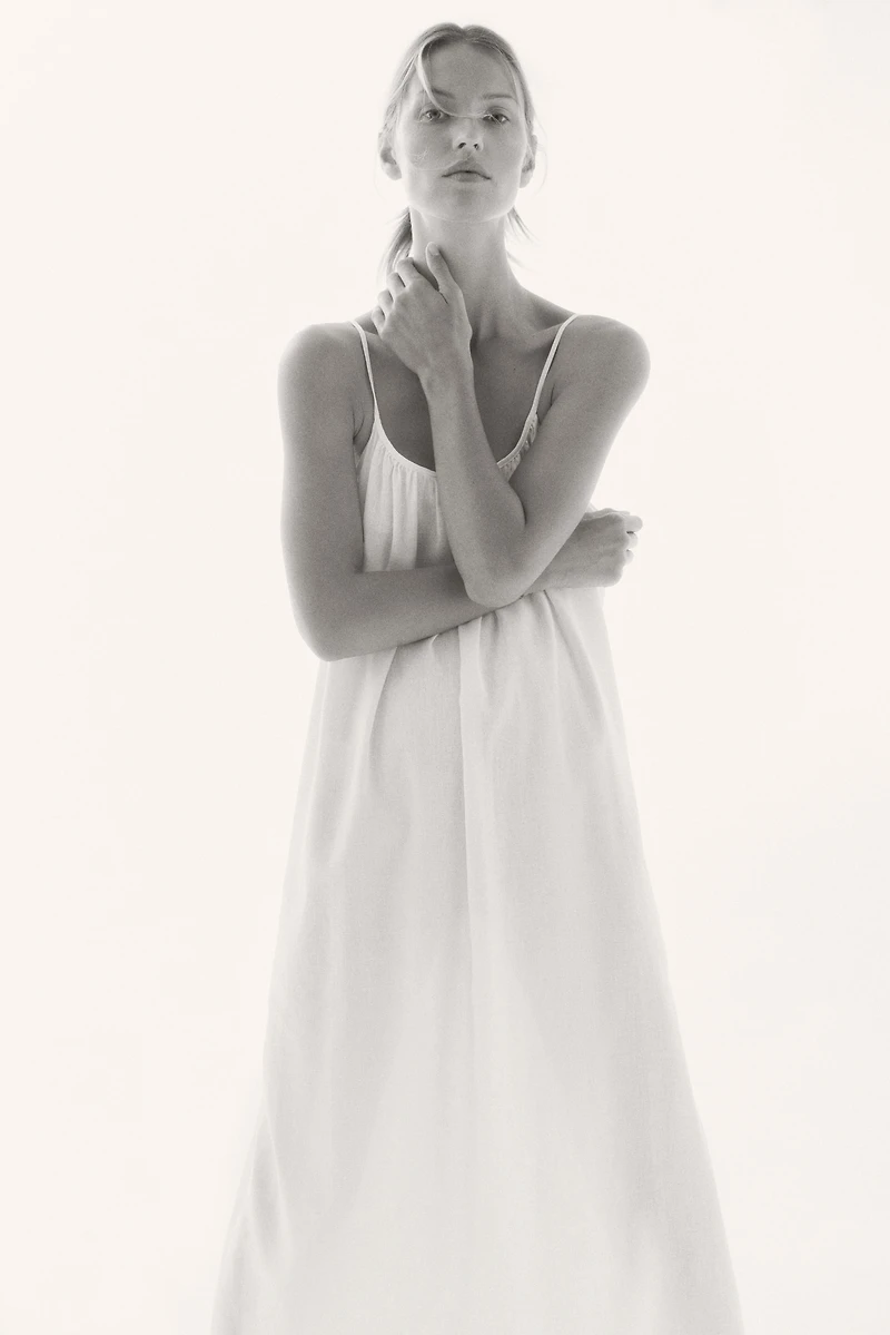 Linen-Blend Casual Dress