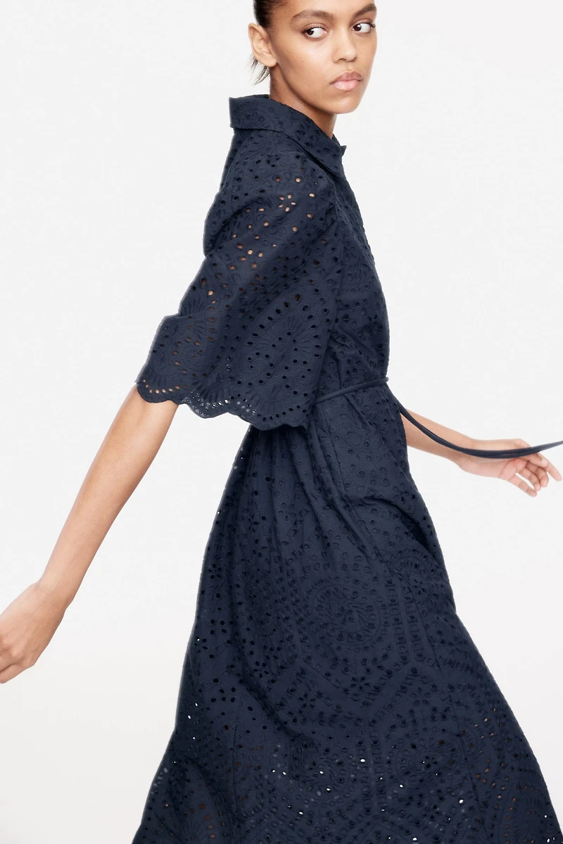 Robe chemisier avec broderie anglaise