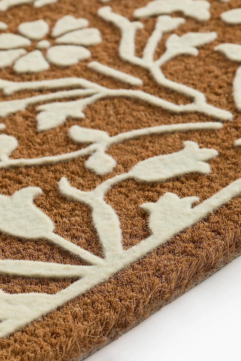 Flock-Print Coir Doormat