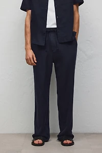 Relaxed Fit Linen-Blend Pants