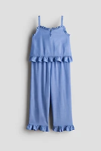 2-Piece Ruffle-Trimmed Seersucker Set