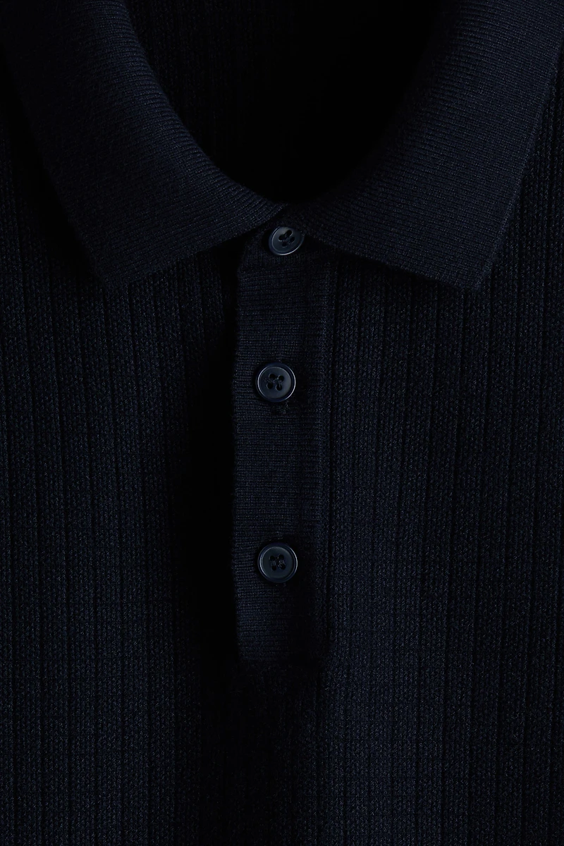 Regular Fit Textured-Knit Polo Shirt