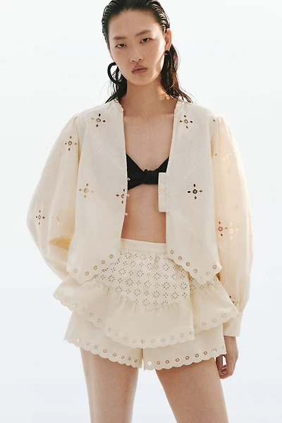 Cotton Blouse with Eyelet Embroidery