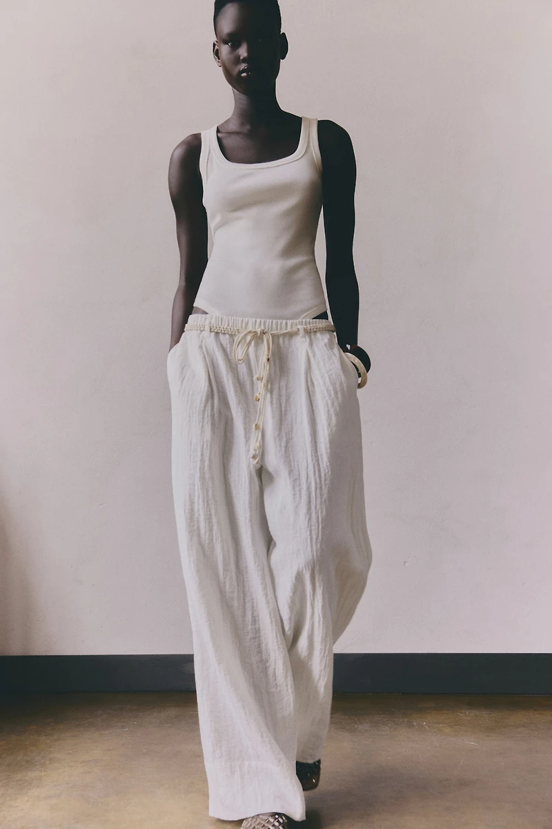 Pants with Macramé Belt