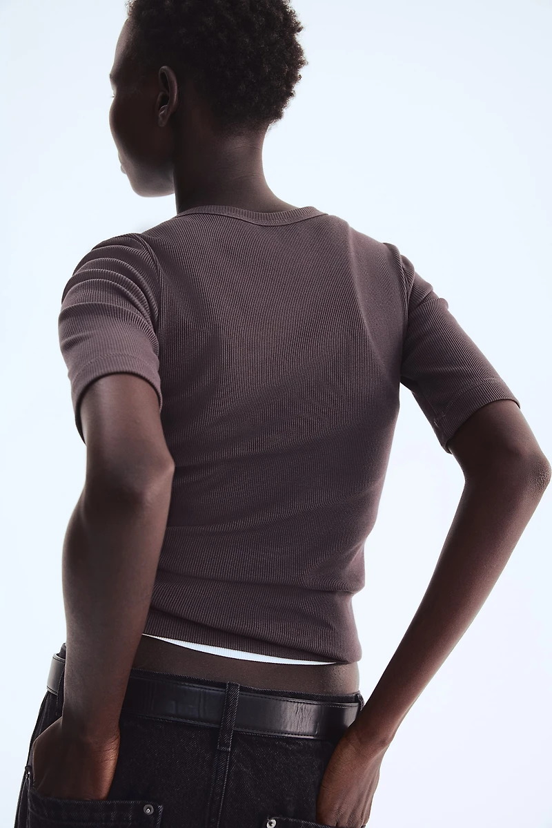 Ribbed Silk-Blend Top