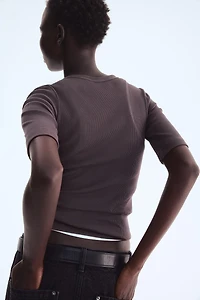 Ribbed Silk-Blend Top