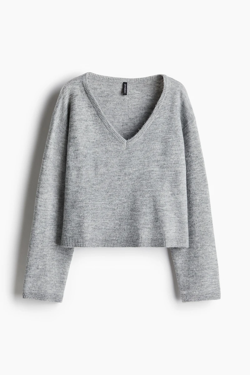 Fine-Knit V-Neck Sweater