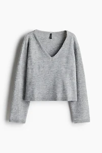 Fine-Knit V-Neck Sweater