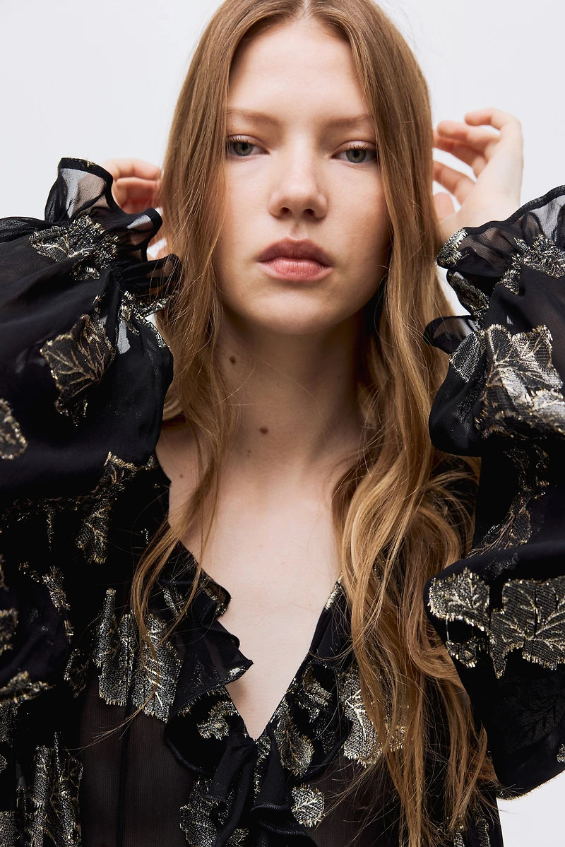 Blouse en tissu jacquard