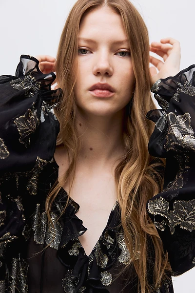 Blouse en tissu jacquard