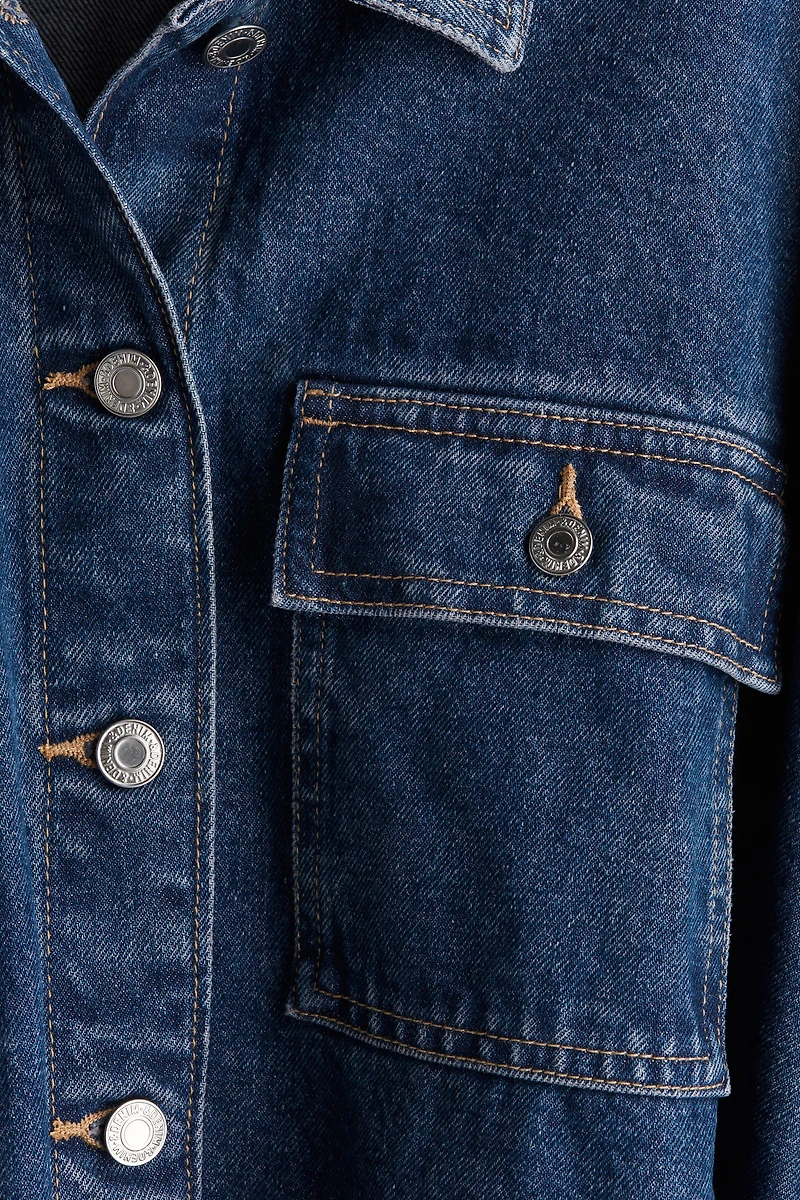 Tie-Belt Denim Jacket