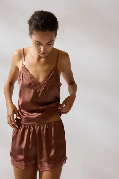 Lace-Trimmed Satin Pajamas