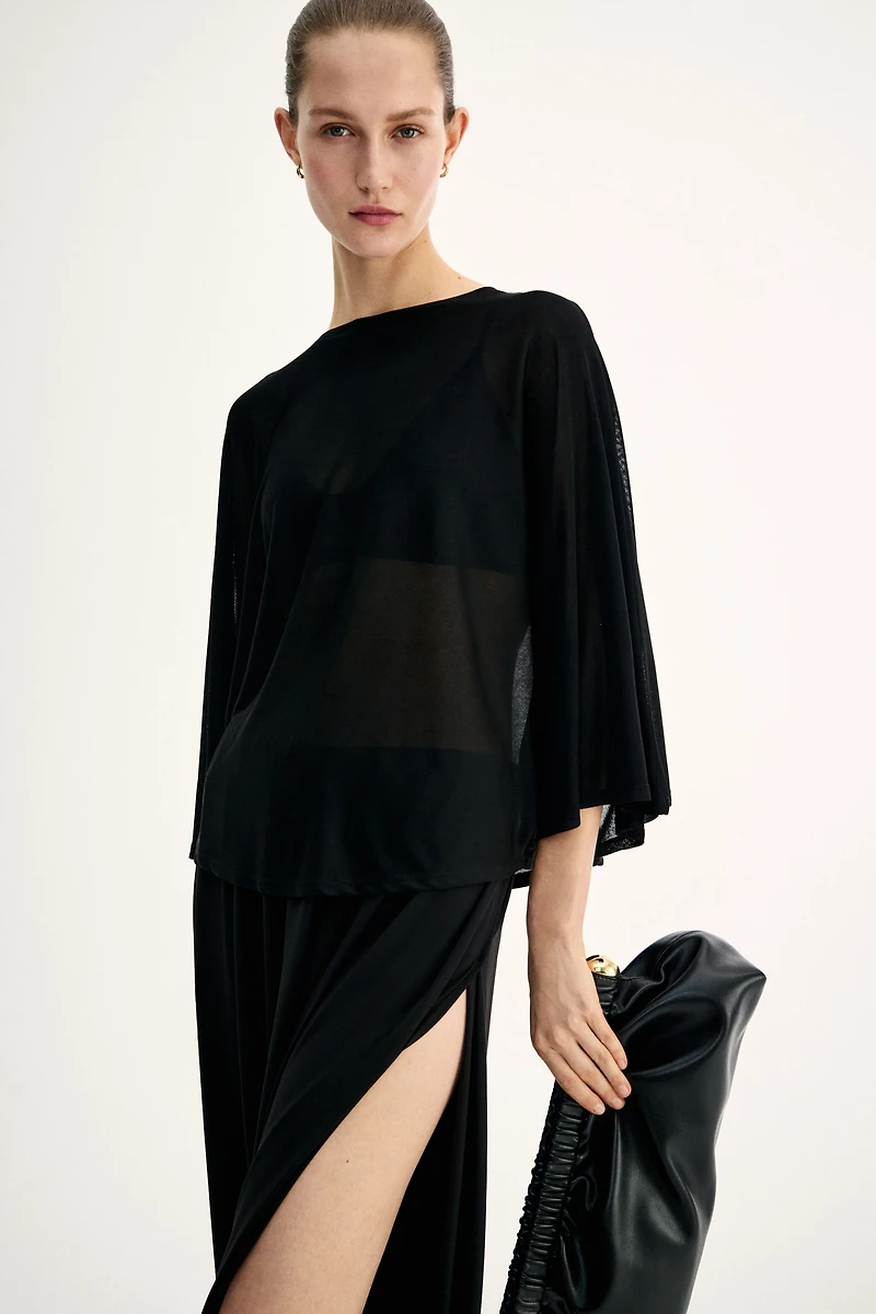 Batwing-Sleeved Jersey Top