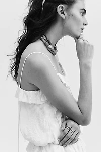 Bubble-Hem Strappy Top