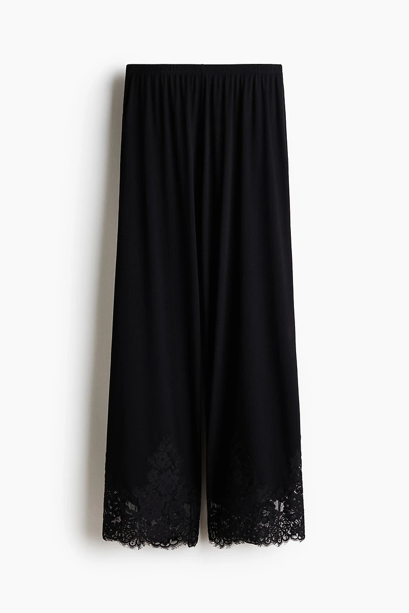 Lace-Trimmed Pajama Pants