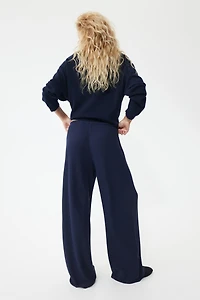 Wide-Leg Rib-Knit Pants