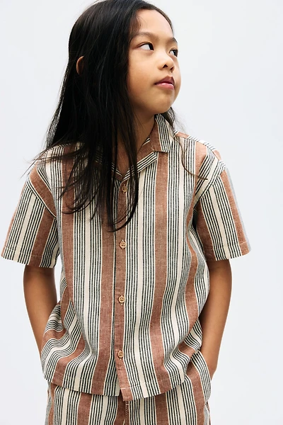 Chemise en lin mélangé avec col cubain