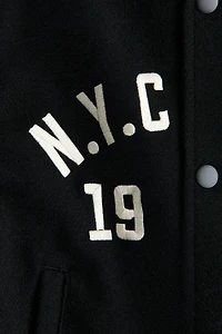 Motif-Detail Baseball Jacket
