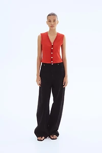 Button-Front Sweater Vest