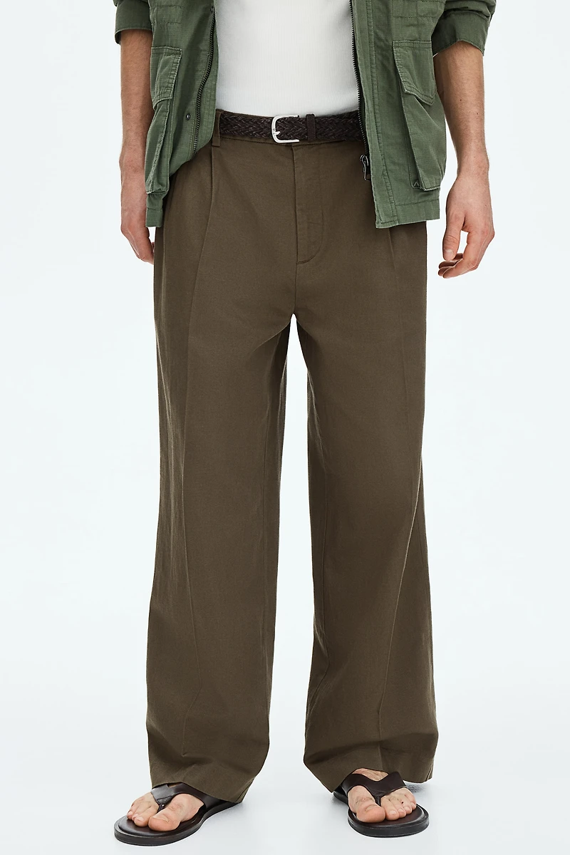 Loose-Fit Linen-Blend Pants