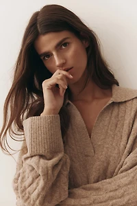 Chandail style polo en tricot torsadé