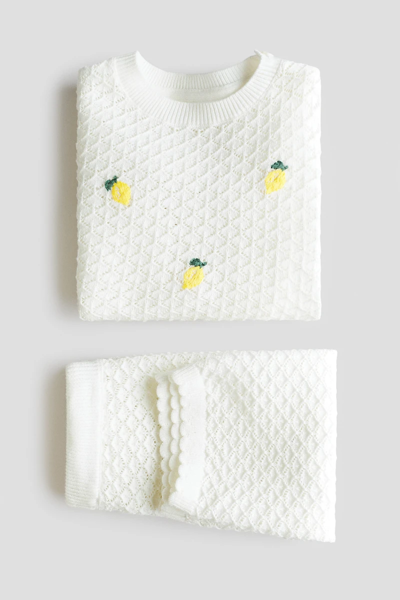 2-Piece Pointelle-Knit Cotton Set
