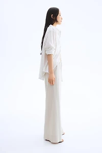 Wide-Leg Linen-Blend Pants