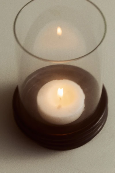 Small Glass Hurricane Candle Holder